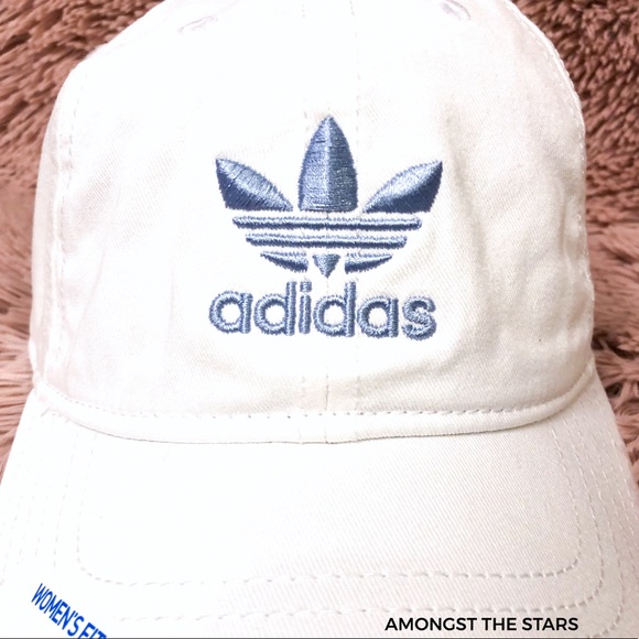 adidas Trefoil White & Blue Relaxed Strapback Hat - Picture 3 of 5